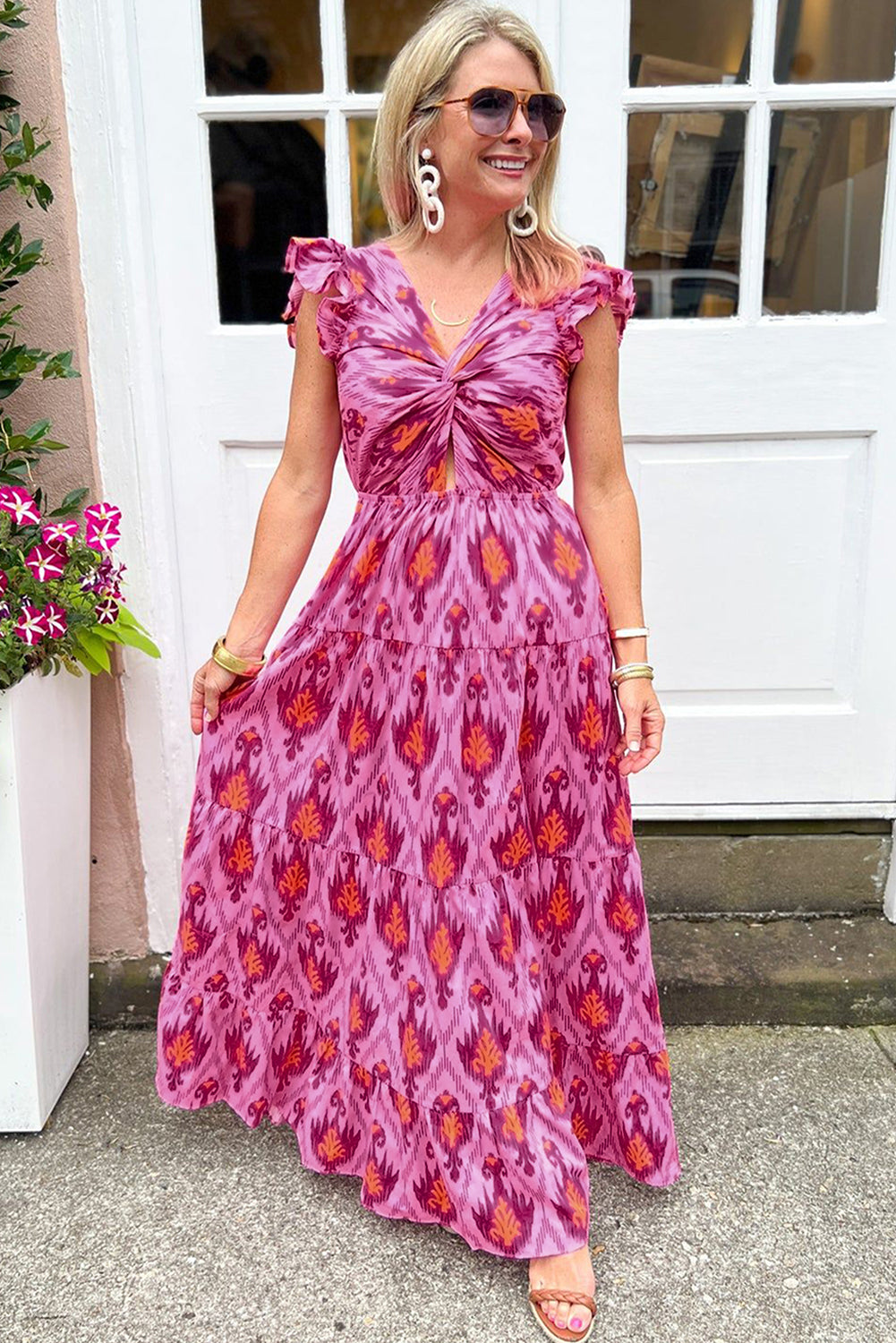 Dames Maxi Jurk Retro Rimpelontwerp Elegante Vloeiende Silhouet - Sophie-4