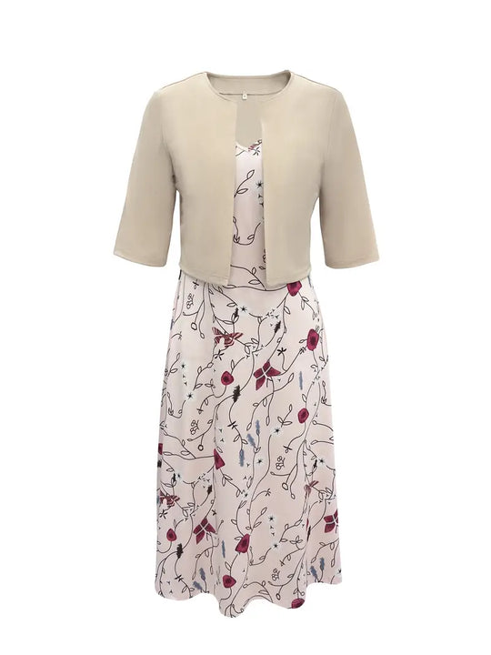 Dames Tweedelige Jurk V-Hals Bloemenprint - Stijlvol Zomer Outfit-2