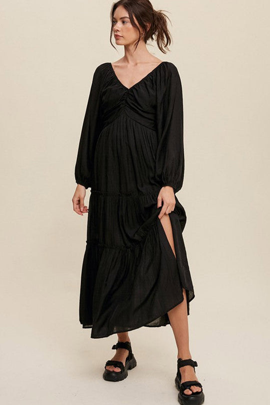 Dames Maxi Jurk V-Hals met Strikdetail en Uitsnijdingen - Alessia-5