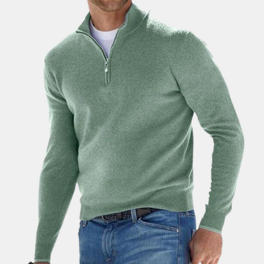 Heren Herfst Effen Kleur Trui Half Rits Casual