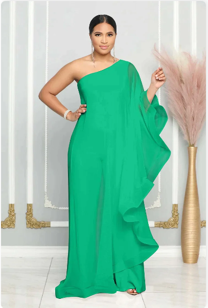 Variant image for Dames Zwarte Asymmetrische Jumpsuit Elegante Lange Mouw - Anglique-13
