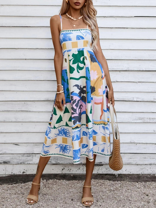 Dames Maxi Jurk Spaghettibandjes Artistieke Print Zomer - Emma-4