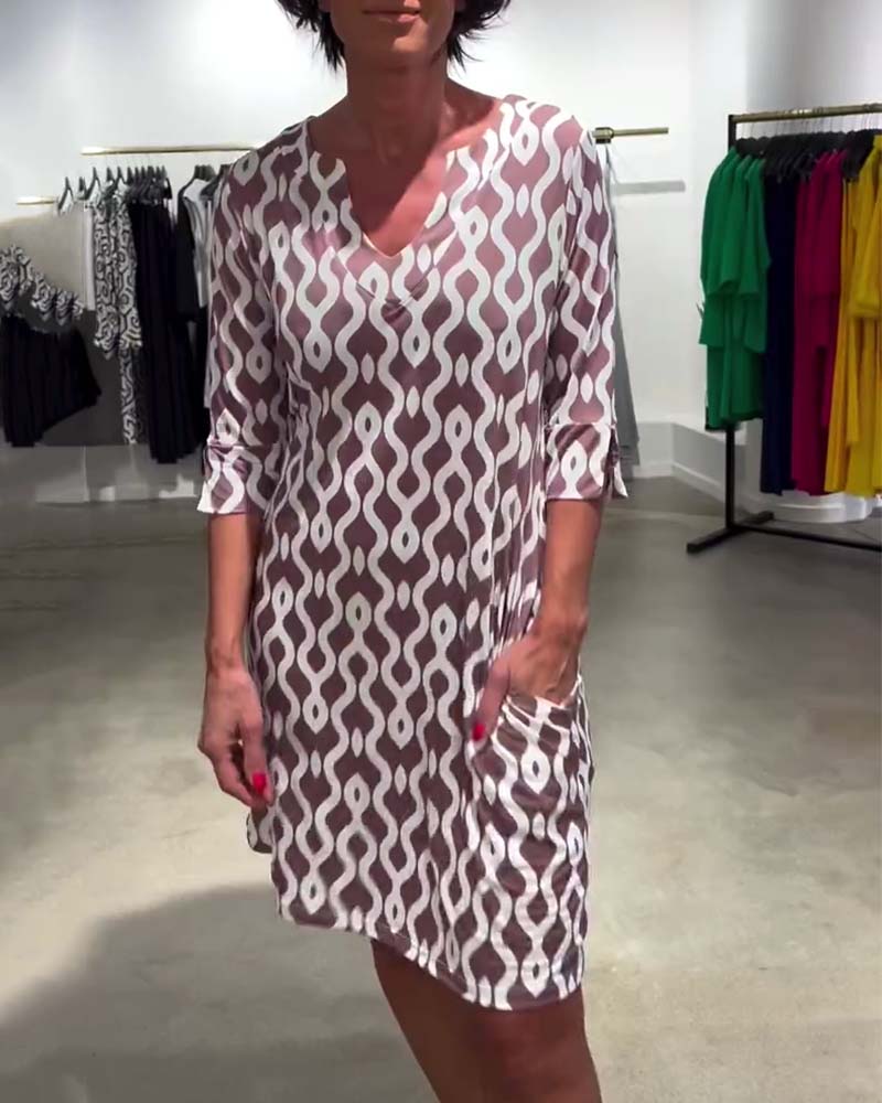Dames Midi Jurk Elegant Geometrisch Patroon - Andrea-3