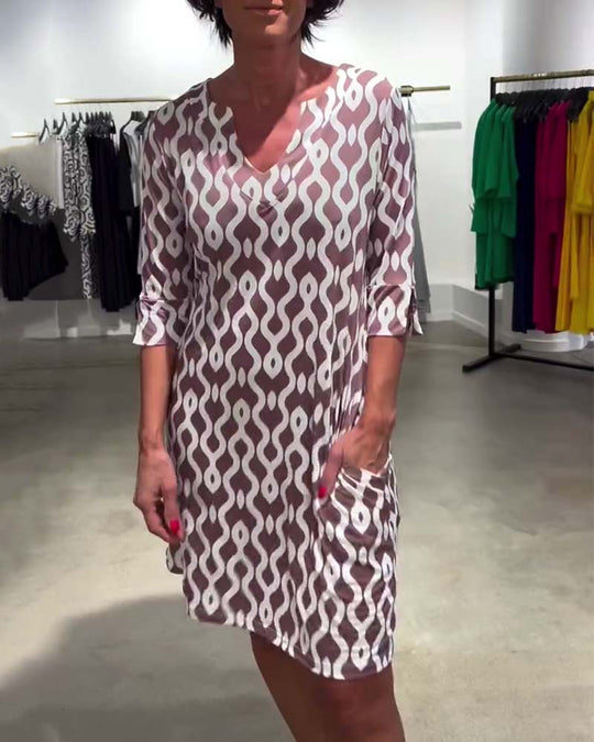 Dames Midi Jurk Elegant Geometrisch Patroon - Andrea-3