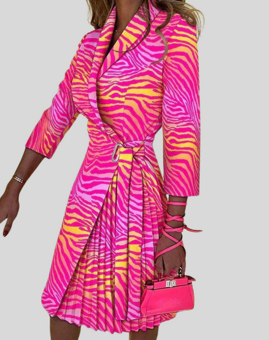 Variant image for Dames Blazerjurk Geplooid met Knoopsluiting - Elegant Plissé Rok-41