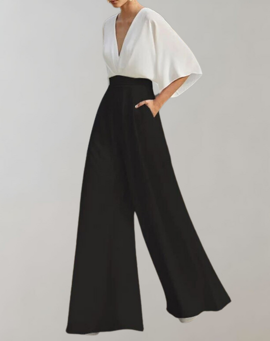 Variant image for Dames Jumpsuit Feestelijk Diepe V-Hals Wijde Pijpen - Suzette-36