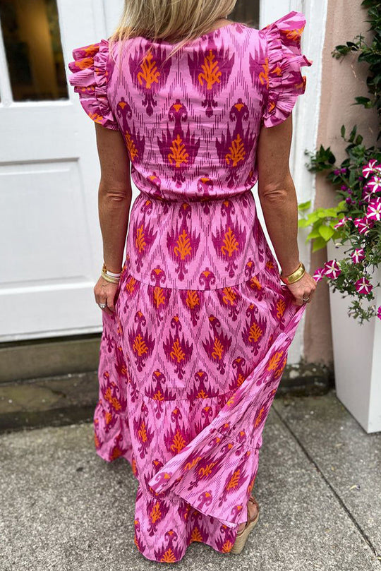 Dames Maxi Jurk Retro Rimpelontwerp Elegante Vloeiende Silhouet - Sophie-3