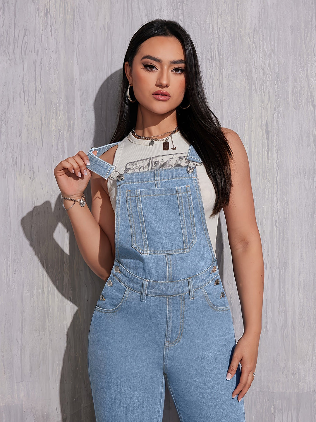 Dames Overalls Effen Lichtblauw Comfortabele Regular Fit - Evelien-5