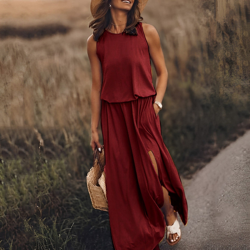 Dames Maxi Jurk Mouwloos Elegante Kleuren Ademend - Sophie-2