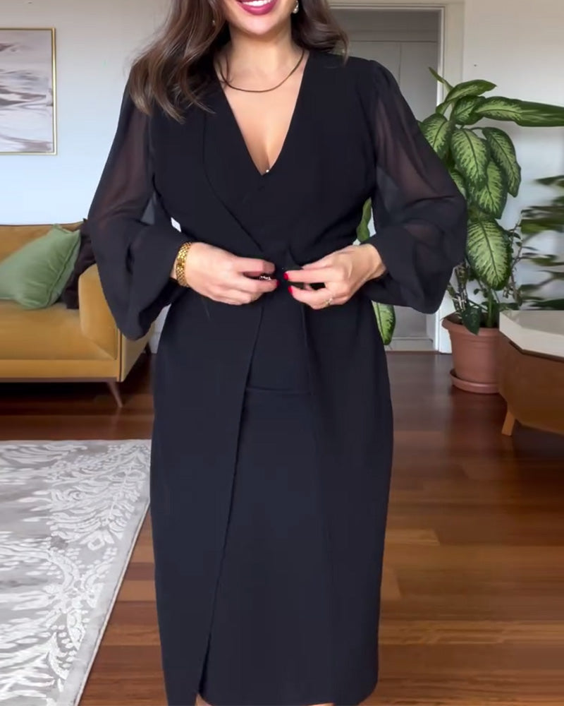 Dames Blazerjurk Elegante Zwarte Stijl Perfect voor Feestelijke Gelegenheden - Denise-2