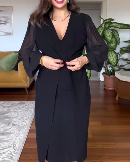 Dames Blazerjurk Elegante Zwarte Stijl Perfect voor Feestelijke Gelegenheden - Denise-2