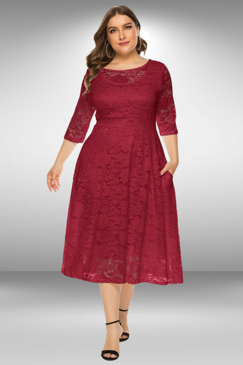 Variant image for Dames Kanten Zomerjurk Plus Size Elegante Pasvorm - Ava-19