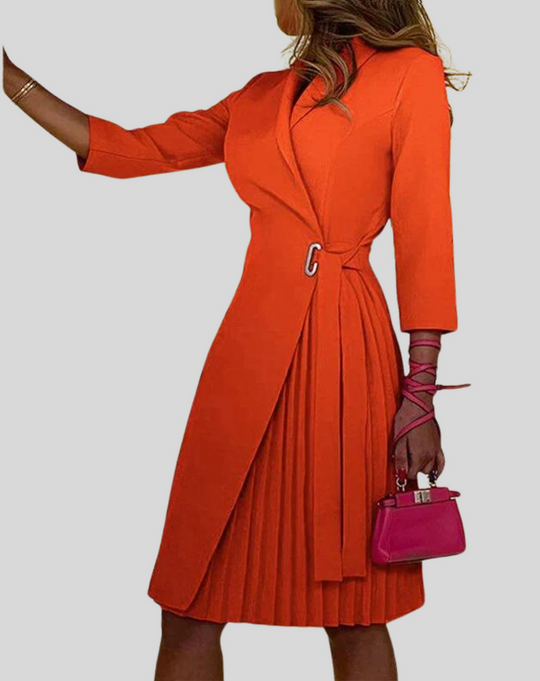 Variant image for Dames Blazerjurk Geplooid met Knoopsluiting - Elegant Plissé Rok-6