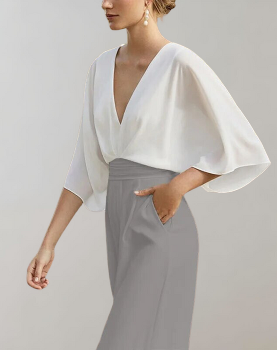 Variant image for Dames Jumpsuit Feestelijk Diepe V-Hals Wijde Pijpen - Suzette-41