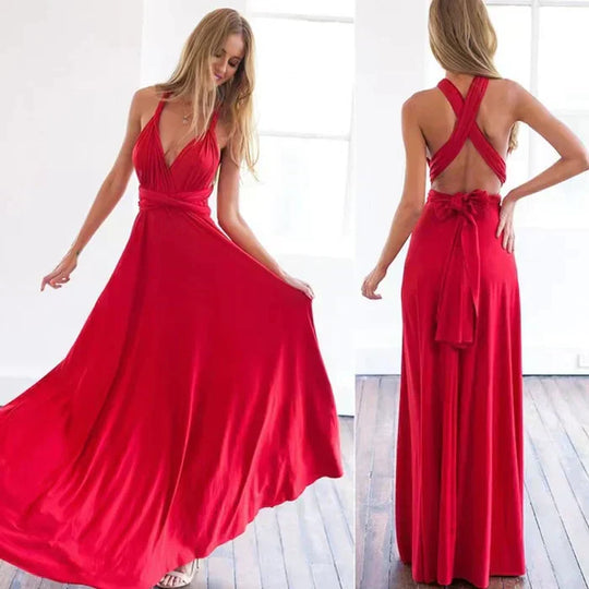 Dames Zwarte Lange Jurk Elegante Open Rug - Isolene-6