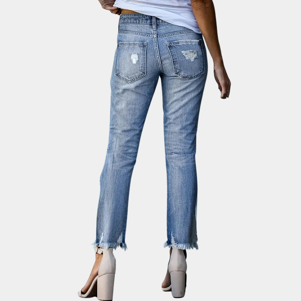 Aldina - Trendy casual gescheurde jeans voor dames