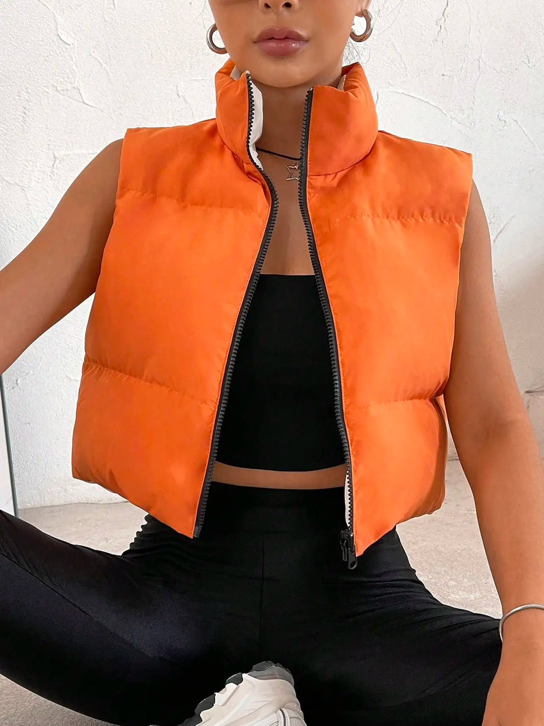 Anabell - Damesgilet zonder mouwen met opstaande kraag en ritssluiting