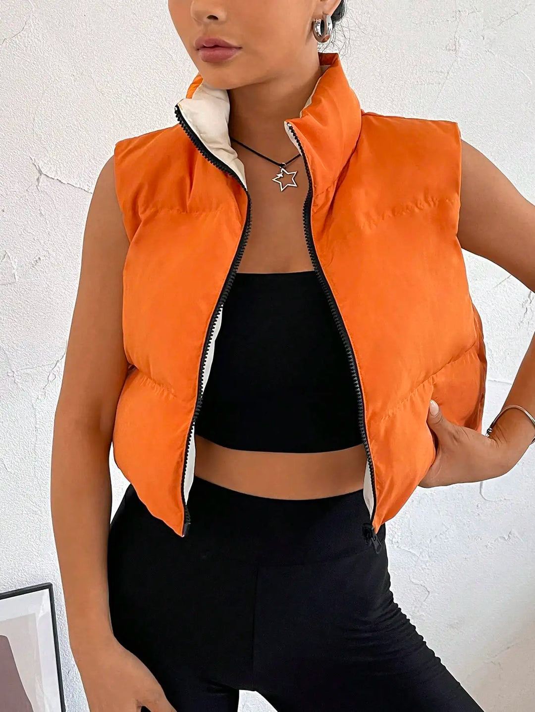 Anabell - Damesgilet zonder mouwen met opstaande kraag en ritssluiting