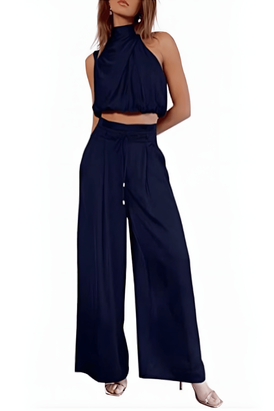 Dames Tweedelige Set Mouwloze Top en Wijdvallende Broek - Aurora-4