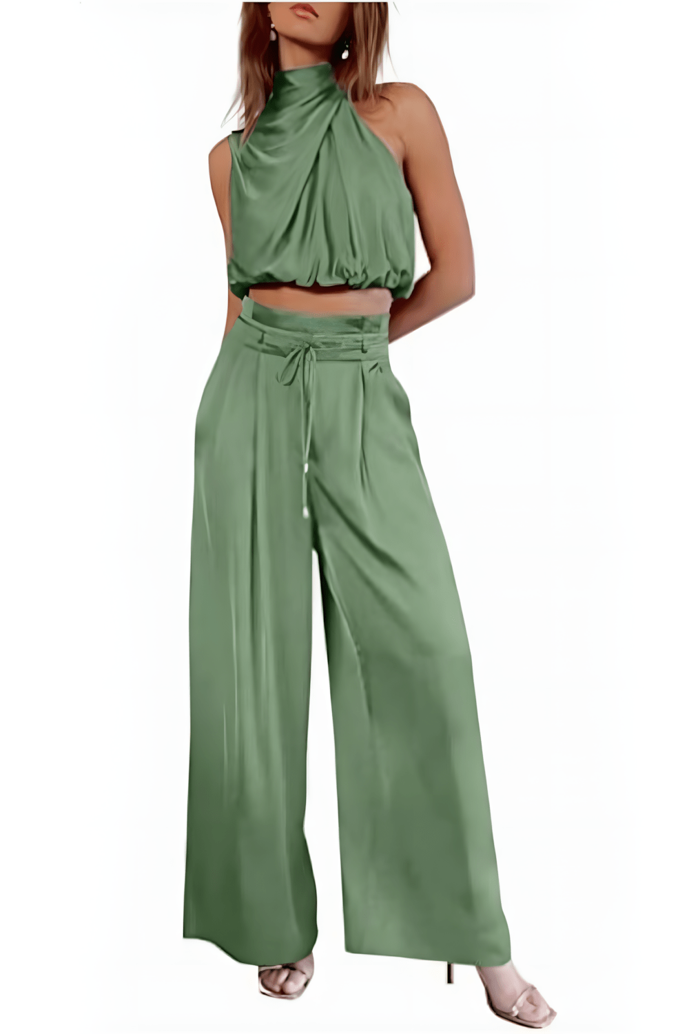 Dames Tweedelige Set Mouwloze Top en Wijdvallende Broek - Aurora-3