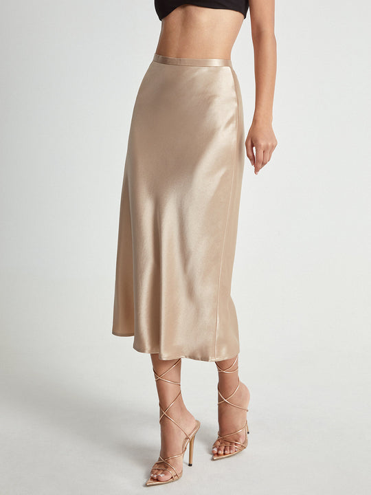 Variant image for Dames Lange Rok Elegante Satijnen Afwerking - Adelise-1