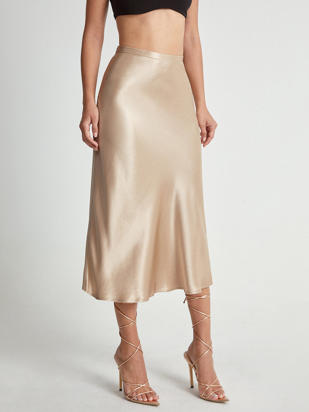 Dames Lange Rok Elegante Satijnen Afwerking - Adelise-2