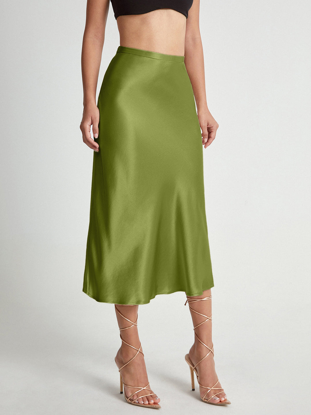 Variant image for Dames Lange Rok Elegante Satijnen Afwerking - Adelise-12