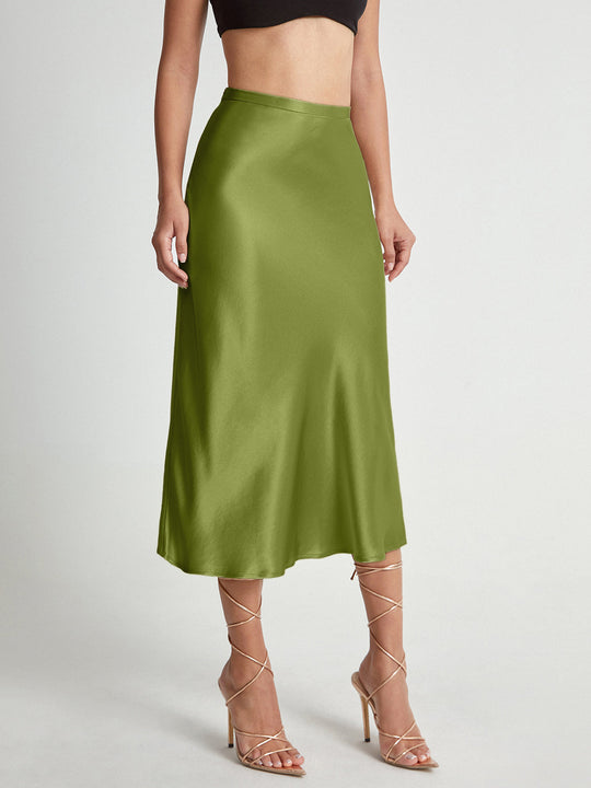 Variant image for Dames Lange Rok Elegante Satijnen Afwerking - Adelise-12