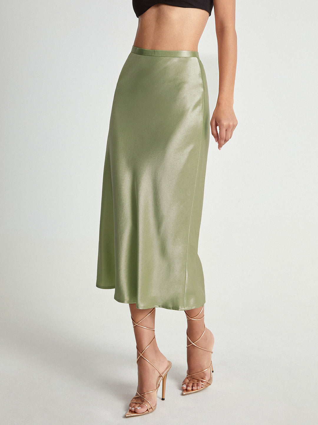 Dames Lange Rok Elegante Satijnen Afwerking - Adelise-4