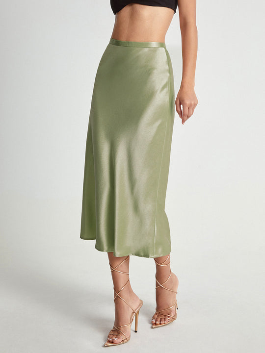 Dames Lange Rok Elegante Satijnen Afwerking - Adelise-4