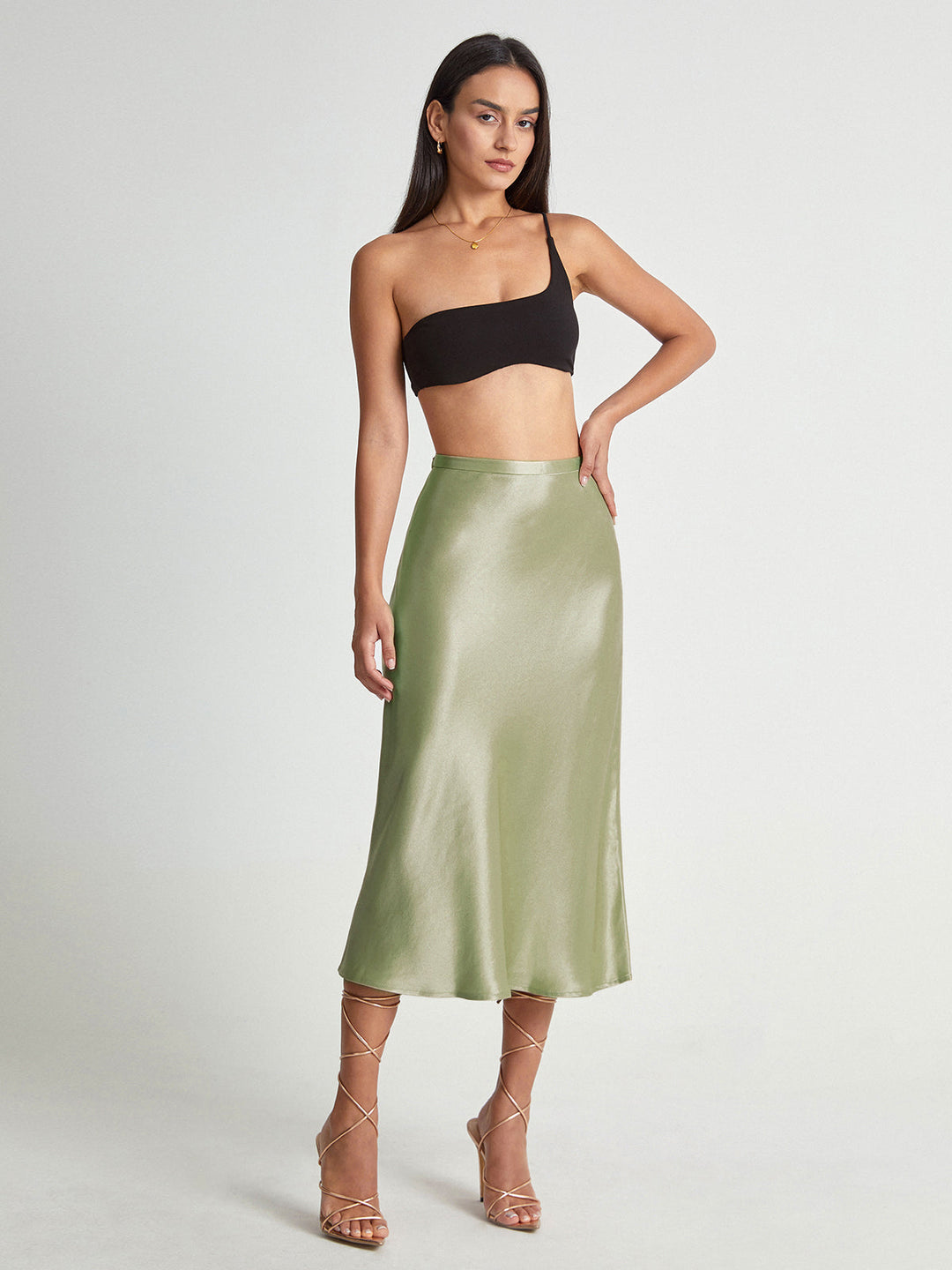 Variant image for Dames Lange Rok Elegante Satijnen Afwerking - Adelise-6