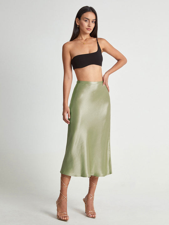 Variant image for Dames Lange Rok Elegante Satijnen Afwerking - Adelise-6