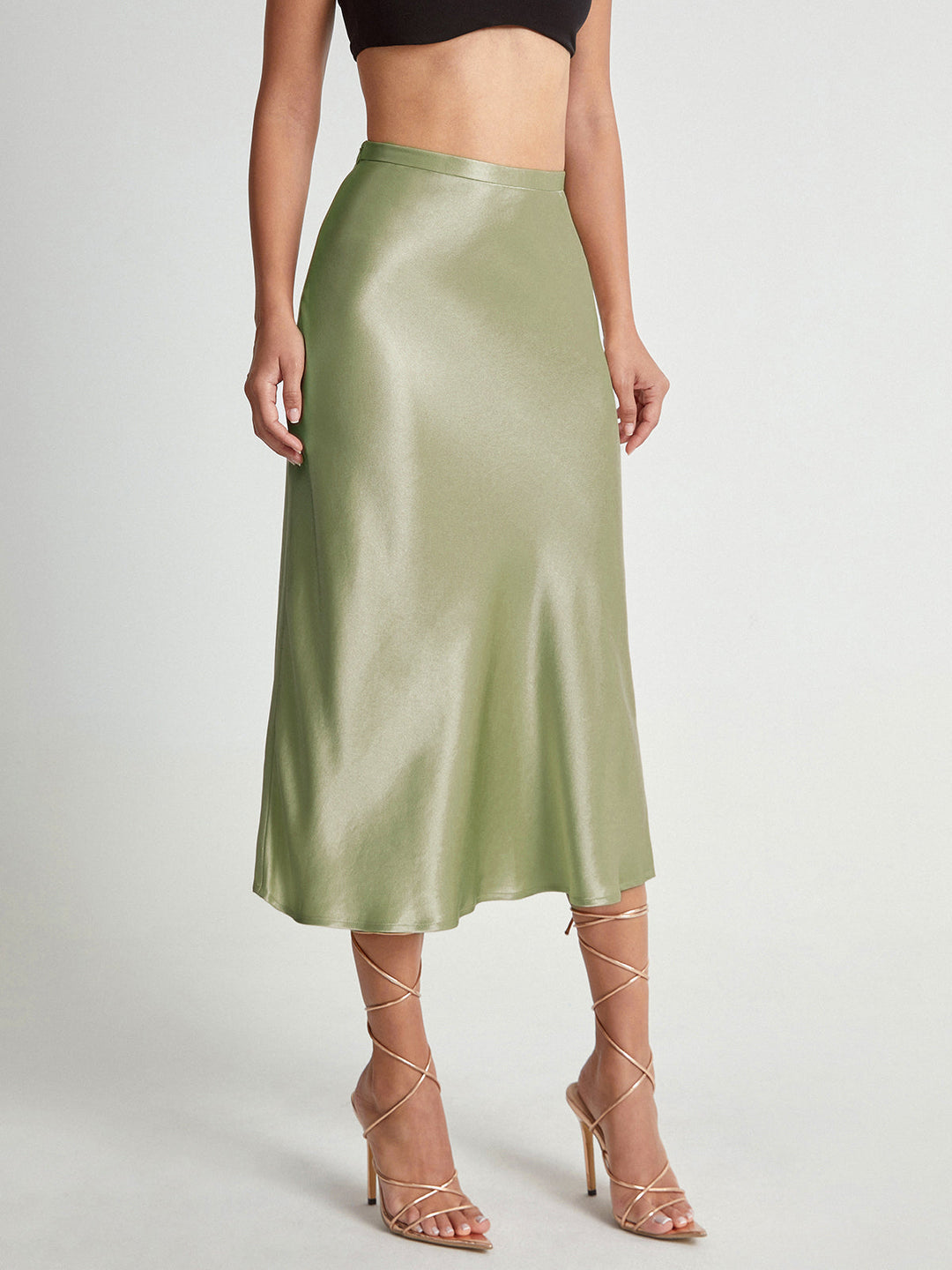 Dames Lange Rok Elegante Satijnen Afwerking - Adelise-6
