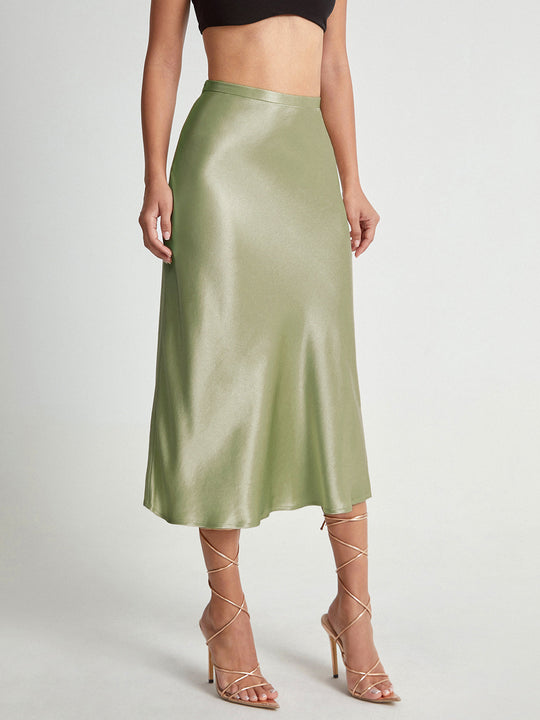 Dames Lange Rok Elegante Satijnen Afwerking - Adelise-6