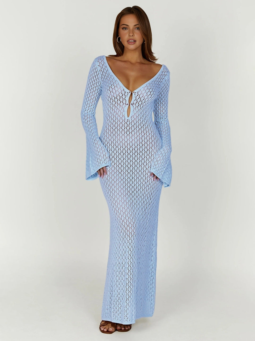 Variant image for Dames Gehaakte Strandjurk Met V-Hals Elegante Transparantie - Sara-4
