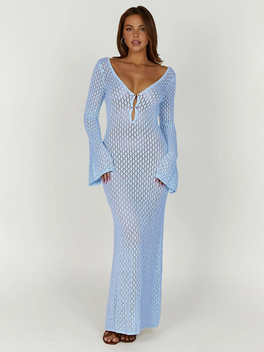 Variant image for Dames Gehaakte Strandjurk Met V-Hals Elegante Transparantie - Sara-4