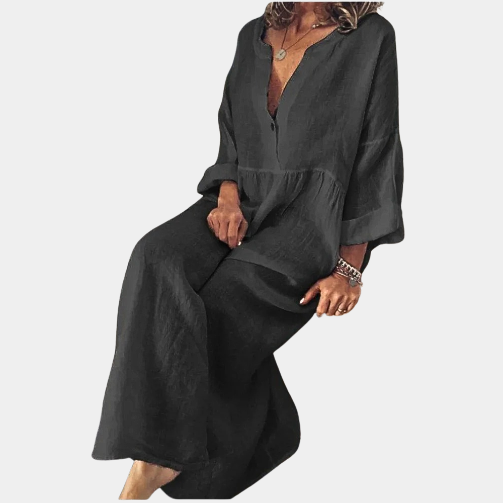 Bijou - Casual maar elegante monochrome damesjurk voor een elegante alledaagse look