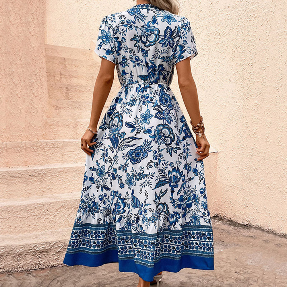 Dames Lange Zomerjurk Elegante Retro Prints - Chiara-2