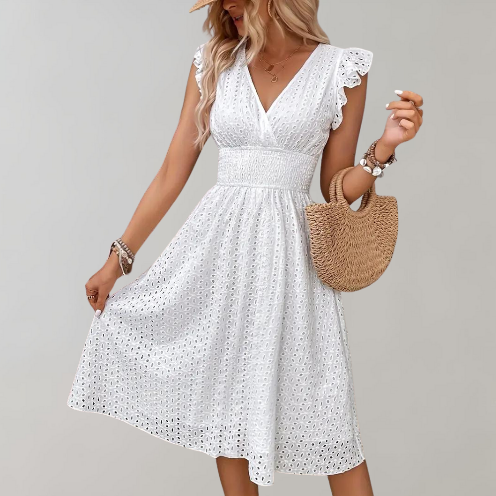Dames Zomerjurk Ruches Ademend Comfortabel Design - Emma-1