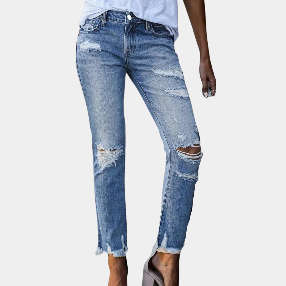 Aldina - Trendy  casual gescheurde jeans voor dames