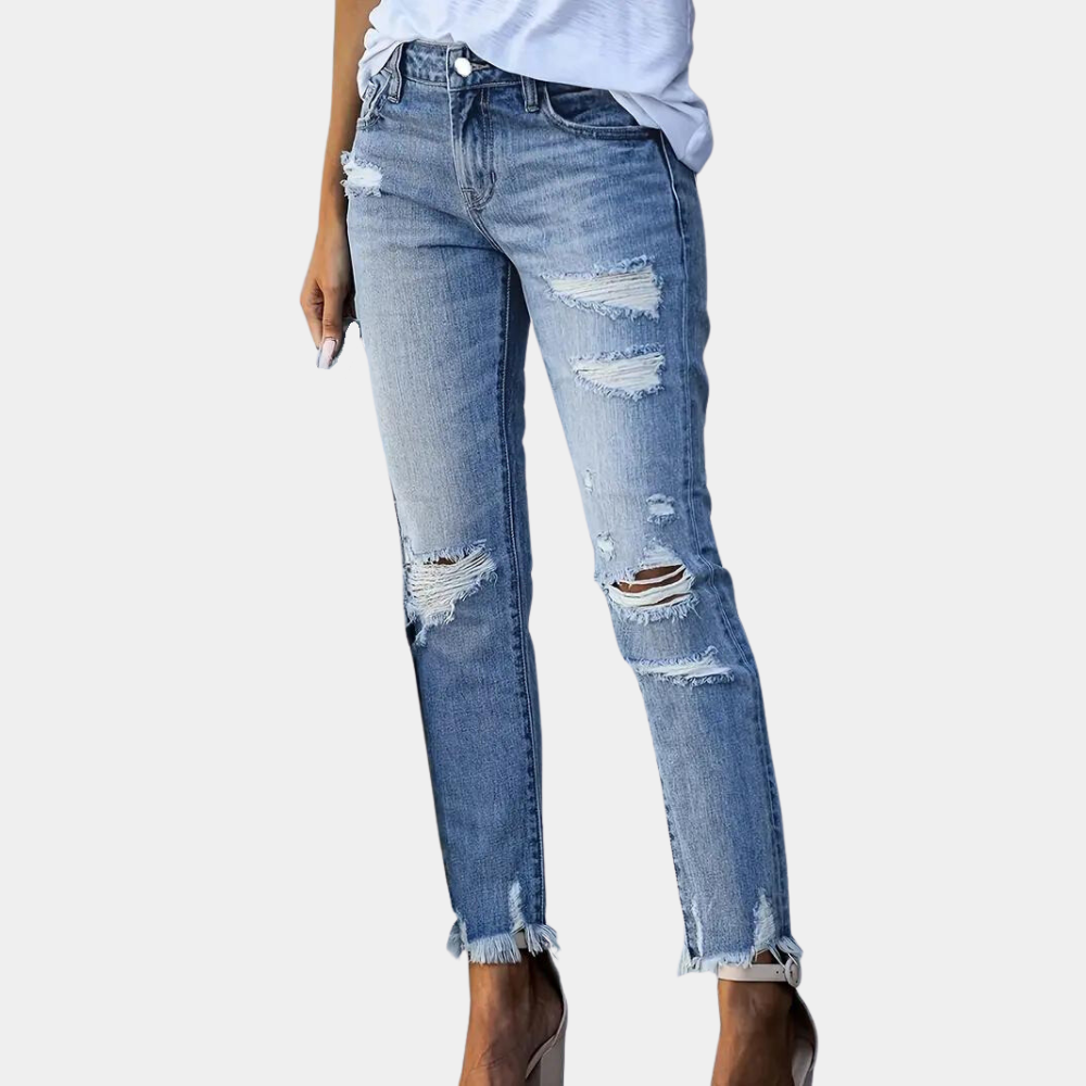 Aldina - Trendy  casual gescheurde jeans voor dames