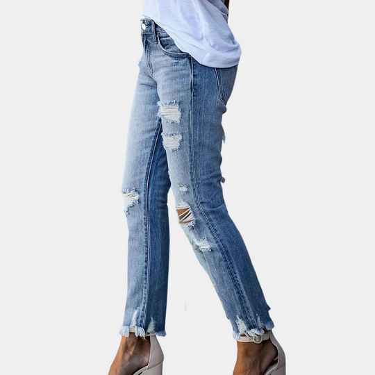 Aldina - Trendy  casual gescheurde jeans voor dames