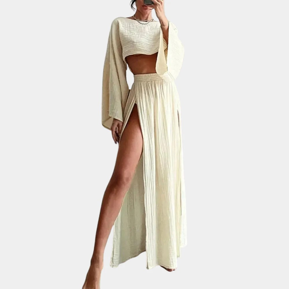 Dames Tweedelige Set Met Hoge Split A-Lijn Design - Charlotte-1