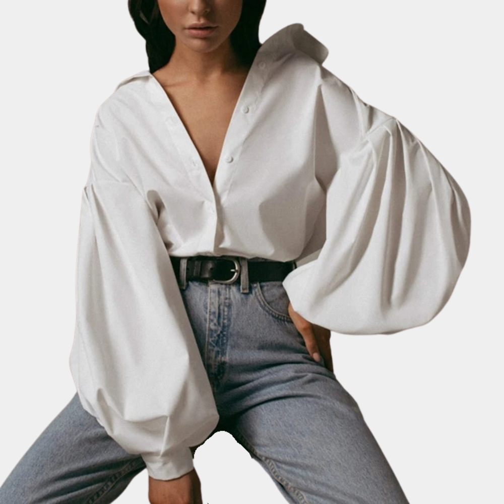 Elegante damesblouse met betoverende pofmouwen - Raimona