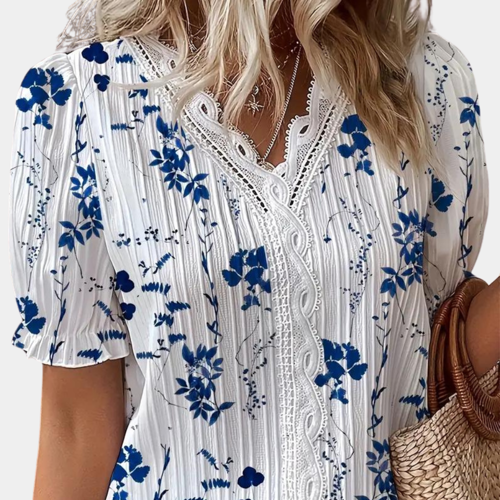 Prachtige bloemenblouse met delicate kanten details voor dames - Zuzanna