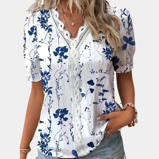 Prachtige bloemenblouse met delicate kanten details voor dames - Zuzanna