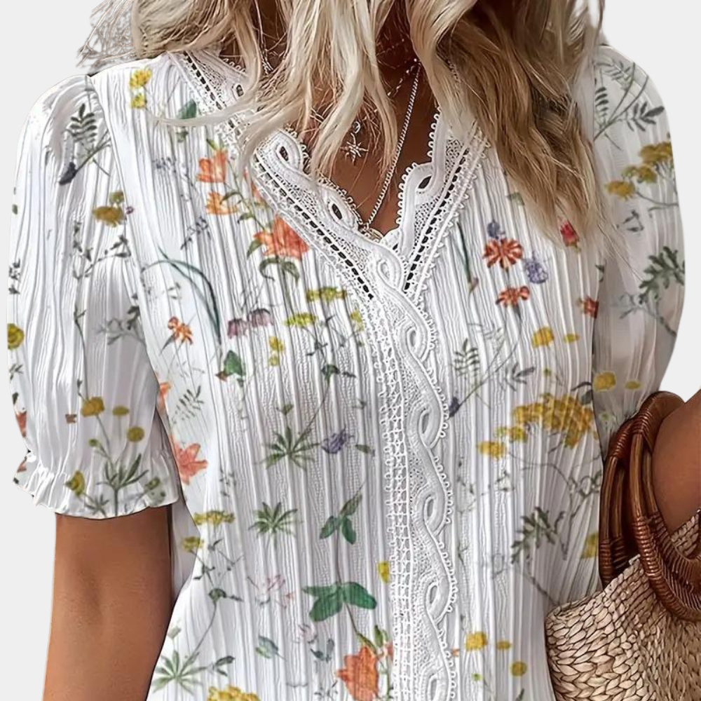 Prachtige bloemenblouse met delicate kanten details voor dames - Zuzanna