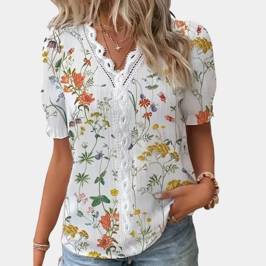 Prachtige bloemenblouse met delicate kanten details voor dames - Zuzanna
