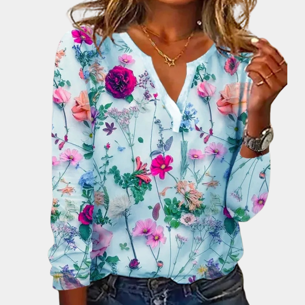 Kara - Casual Gebloemde Blouse voor Vrouwen met Ontspannen Pasvorm