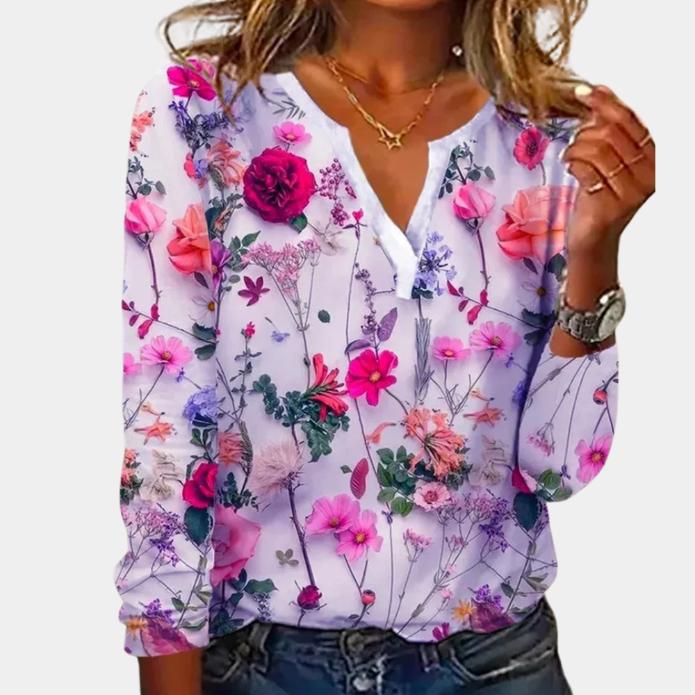 Kara - Casual Gebloemde Blouse voor Vrouwen met Ontspannen Pasvorm